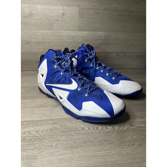 Nike Labron James XI Basketball Shoes Blue/ White 641216-991 Mens Size 16